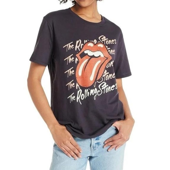 A343- Rolling Stones Black Graphic Tee - Picture 1 of 4